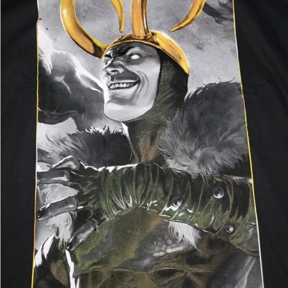 Marvel LOKI GOLDEN HORNS Black T-Shirt - Picture 2 of 2